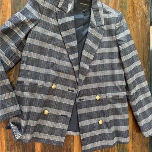 Banana Republic Gray/navy Plaid Blazer